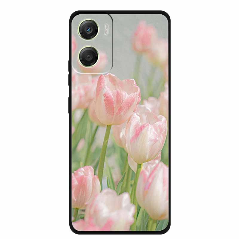 Flowers Case For Motorola Moto G06 G 06 4G Soft Silicone Phone Cover Funda Black TPU Protective Bumper Back Fashion Coque Shell