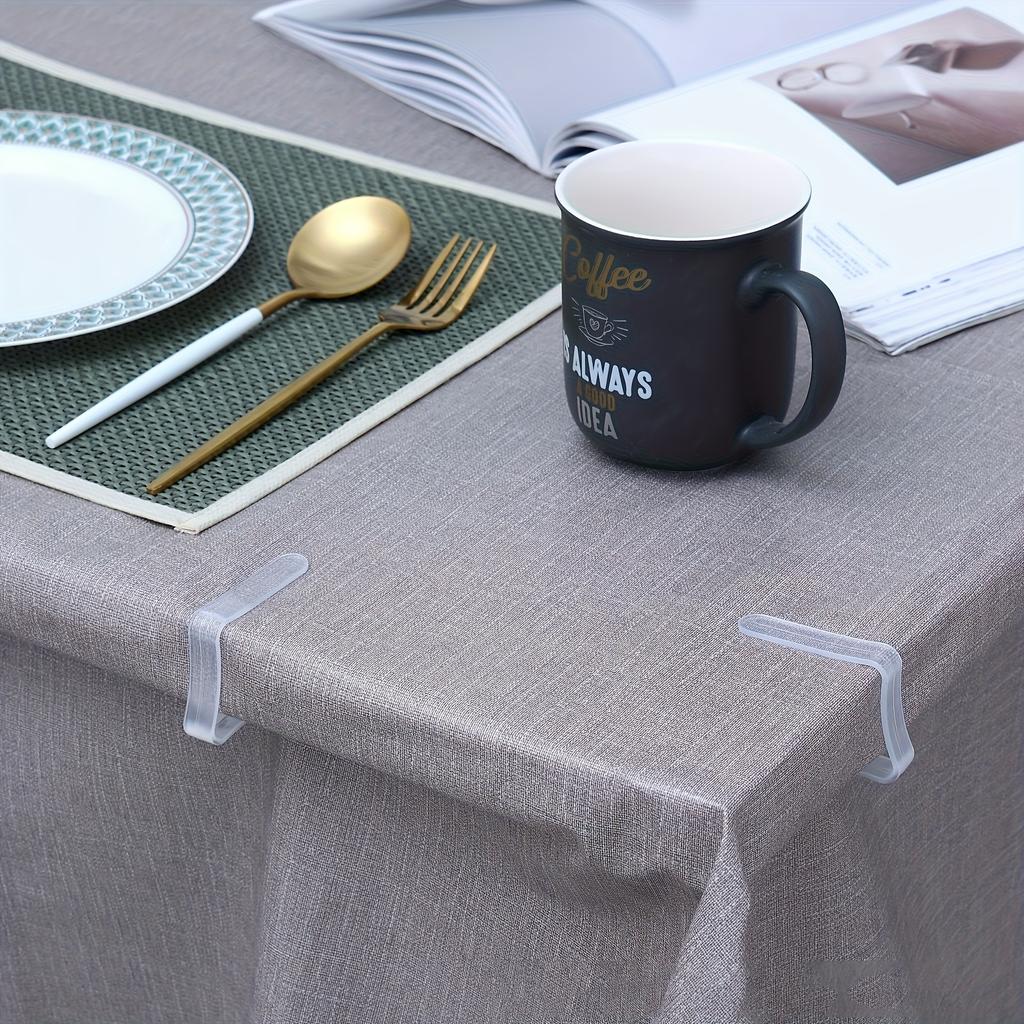 Clear Plastic Tablecloth Clips - Invisible Non-Slip Grips, No Drill Required, Transparent Table Skirt Holders for Secure Fit, Ideal for Home