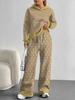 Striped European and American Autumn Casual Geometric Figure Long-sleeved Suit Women's Hooded Sweater Trousers Two-piece Set