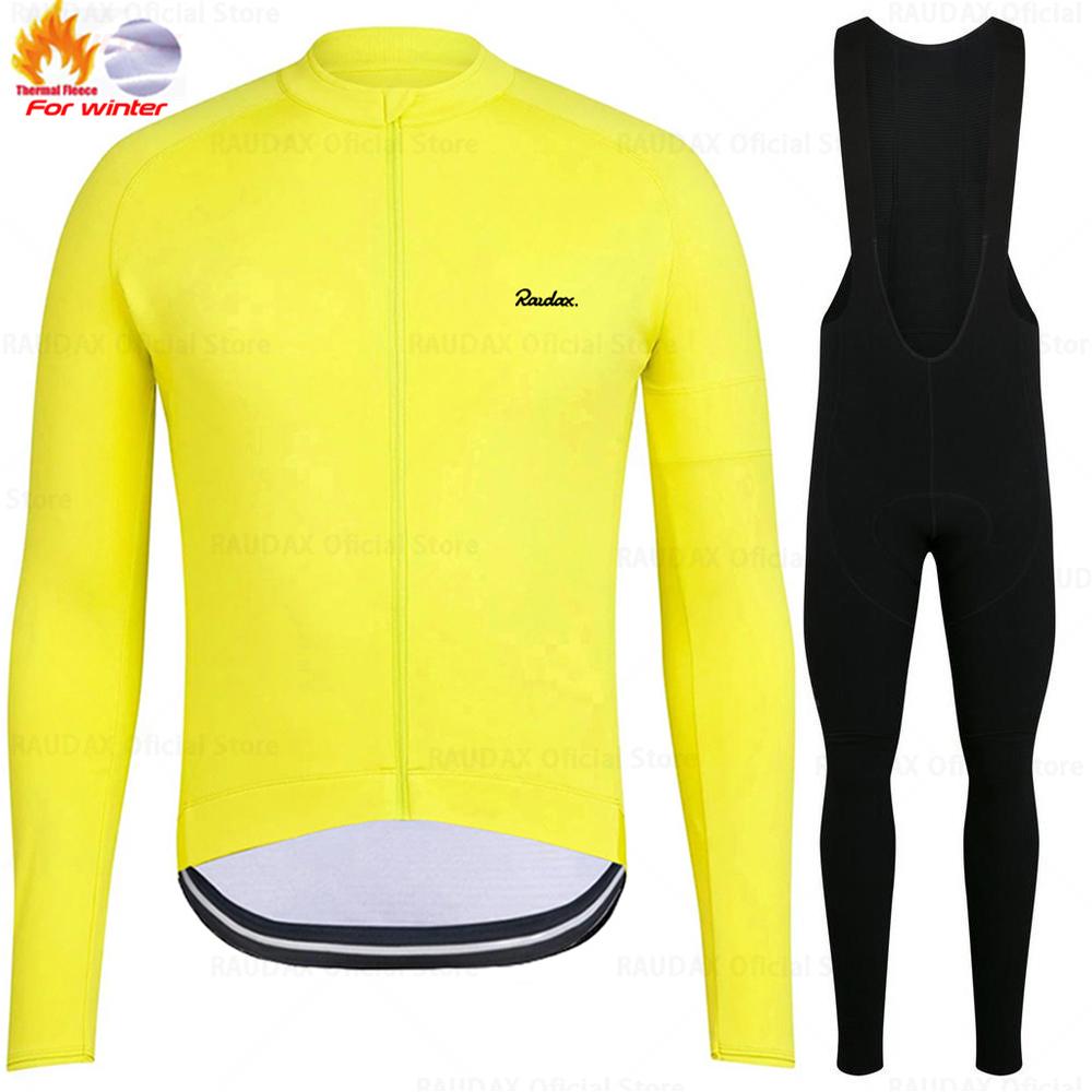 Raudax Winter Thermal Fleece Cycling Jersey Set Racing Bike Cycling Suit Mountian Bicycle Cycling Clothing Triathlon Clothing