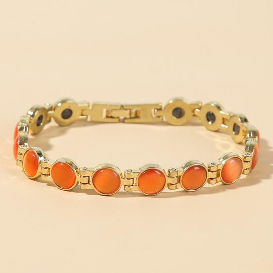 Βραχιόλι Μαγνητικής Θεραπείας Χρυσό Επιχρυσωμένο Κόσμημα Απαλύνει την Κόπωση Γυαλιστερό Cats Eye Stone