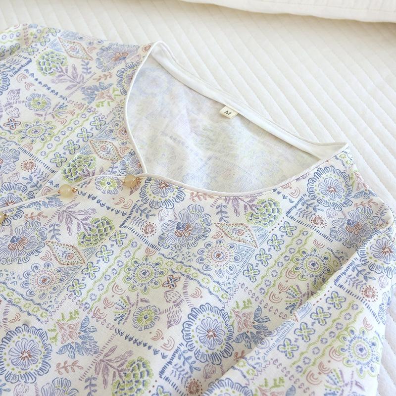 2026 New Women's Spring and Autumn Pajama Set 100% Cotton Gauze Long Sleeve Long Pants Thin Home Clothes Two Piece Set