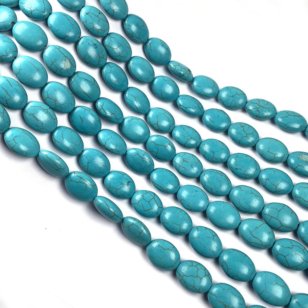Natural Stone Beads Jewelry Making Egg-shaped Blue Turquoise Loose Beads for DIY Necklace Bracelet Handiwork Sewing Craft Accessory