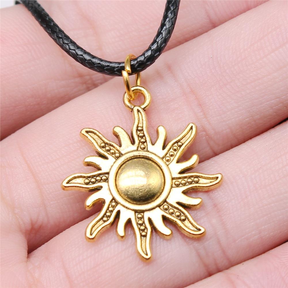 30 Styles Unisex Amulet Wicca Jewelry Gift Sun Moon Star Pentagram Pendant Necklace Black Leather Cord