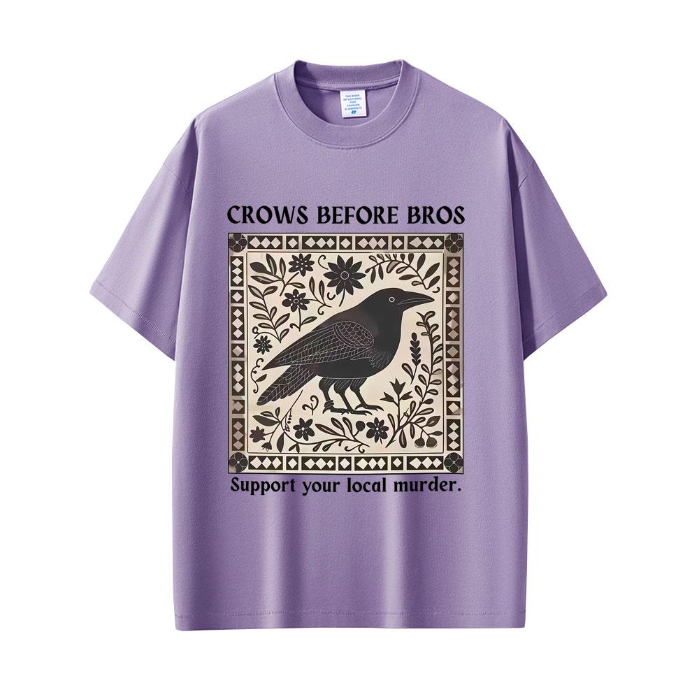 Crows Before Bros Funny Meme T-shirt Unique Bird Nature Tshirt Unisex Women Casual Cotton Vintage T Shirts Unisex's Oversized T-shirts