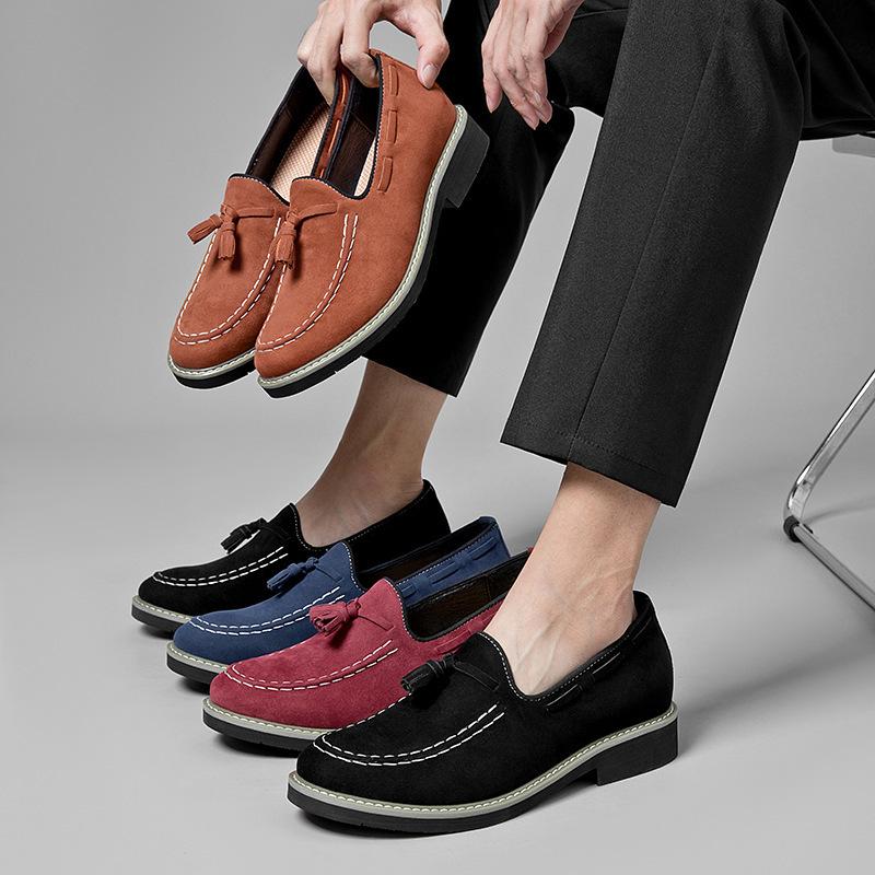 Inner height-increasing Doudou shoes men's 2025 new casual leather shoes with heel tassel men's one-pedal business men's shoes