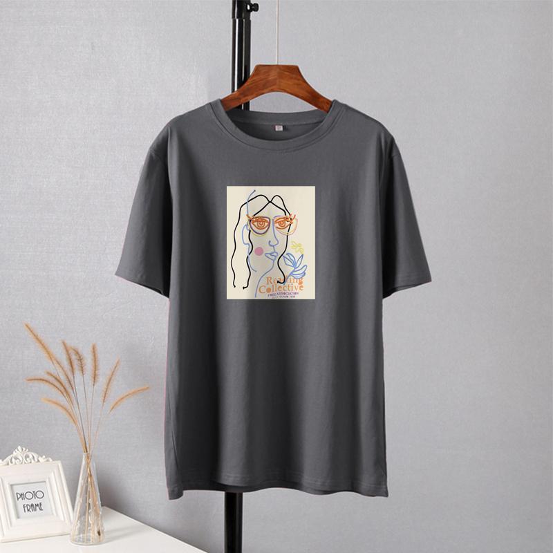 Shellsuning Summer New Aesthetic Printed Tshirts for Women 100% Cotton Vintage Short Sleeves Basic Tees Oversize Top Korean Casual Harajuku Tops