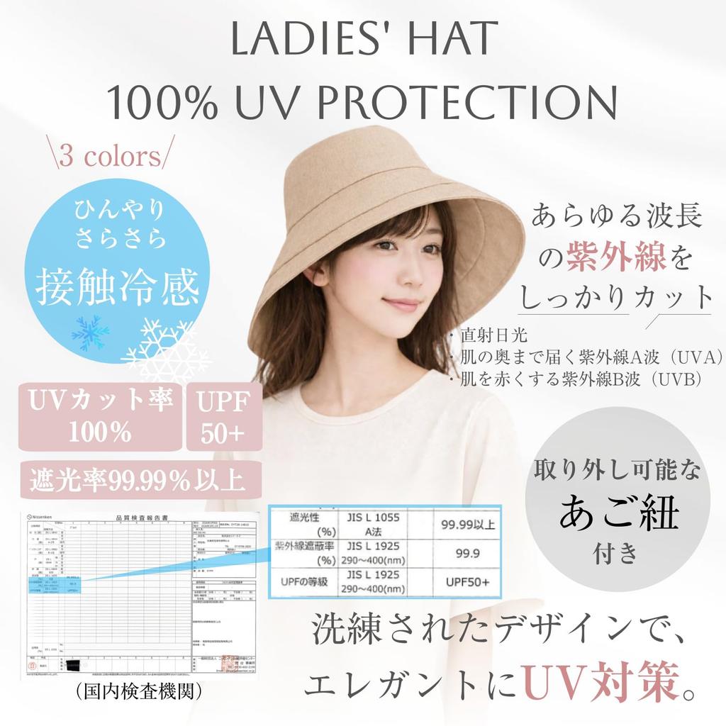 UV Protection Hat for Women UV Light Wide Brim Sun Cooling Heatstroke Adjustable Size [L Plaza] [100% Protection, 99.99%+ Blocking, UPF50+] Hat,