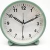 Round Alarm Clock Study Desk Alarm Clock Pointer Type Quartz Clock Bedside Table Clock Silent Metal Seat Clock