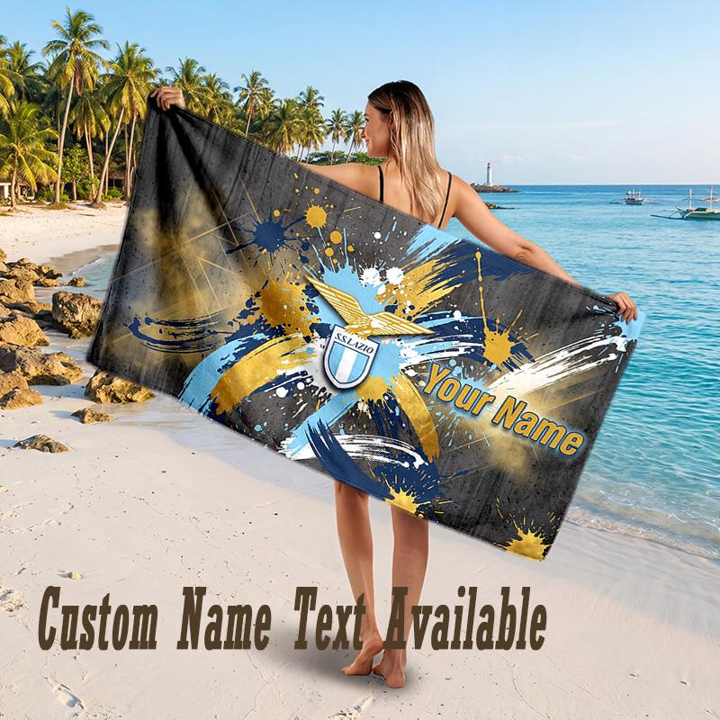 Lazio FC Design Beach Towel Custom Text Large Towel for Beach Vacation