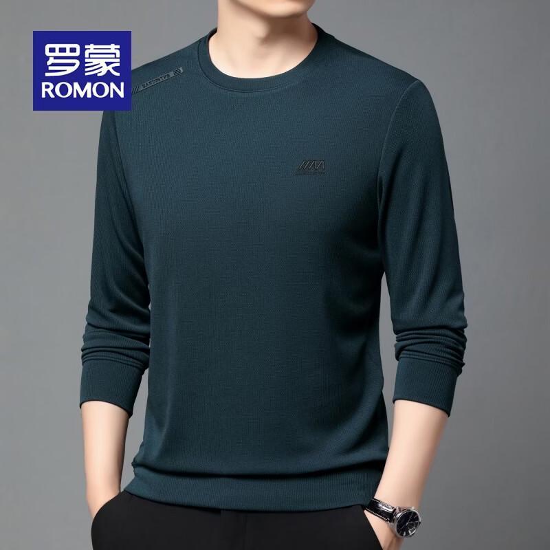 ROMON Men s Letter Print Long Sleeve Crewneck Sweatshirt XXXL