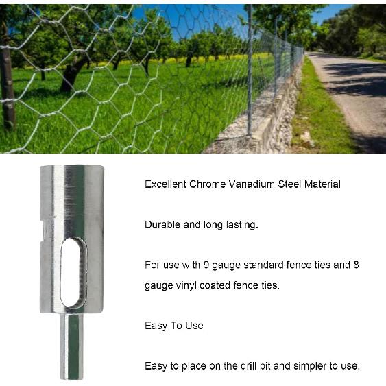 Wire Twisting Drill Chuck Tool 9 Ties Wire, Thick Chrome Vanadium Steel Chain Link Wire Ties Drill Chuck Bits Cable Wire Fence Drill Chuck Tool