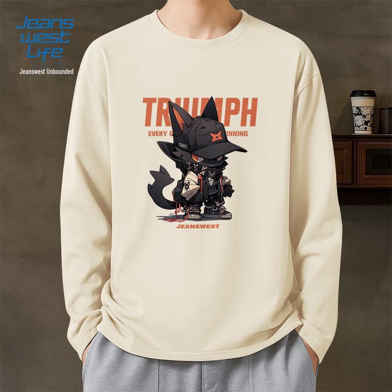 JEANSWEST LIFE Men's Retro Cotton Long Sleeve T-Shirt