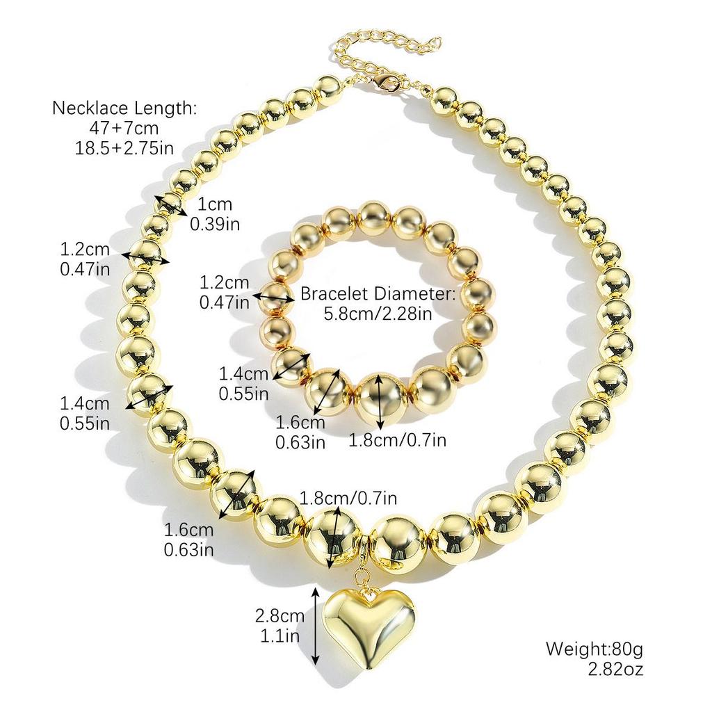 Trendy Hip-Hop Necklace and Bracelet Set - Cross-Border Style for Europe and America