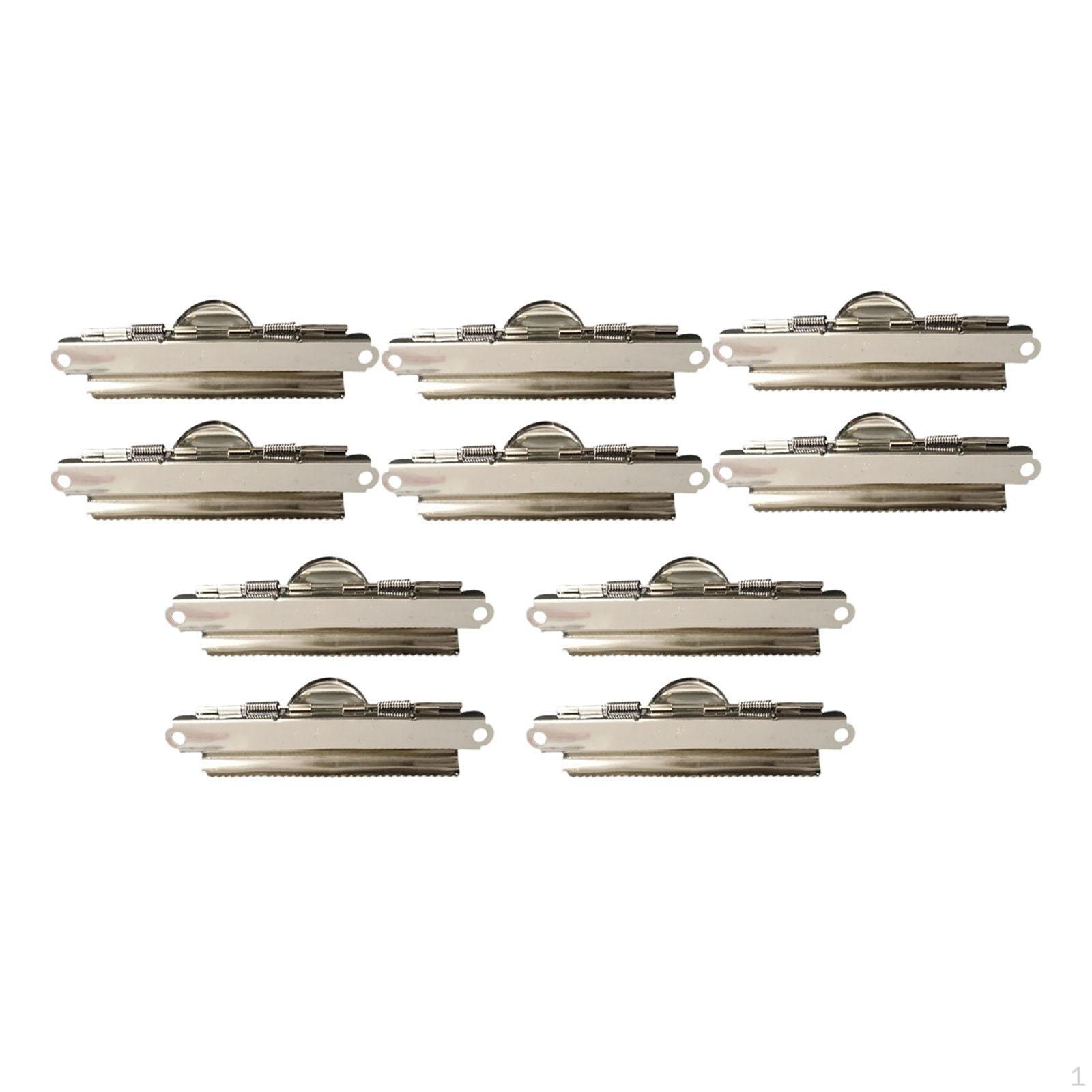 10x Clips File Clamp Office Clipboard 4 inch Long Metal Hinge Clip for Drawing Board