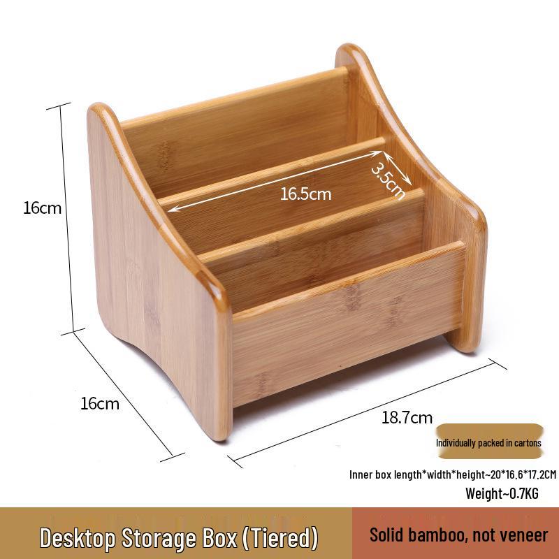 Organisateur de bureau en bambou et bois avec tiroirs pour téléphones, cosmétiques et télécommandes