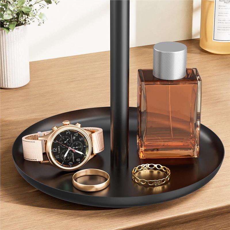 Stojak Organizer na Naszyjniki z Tacką do Przechowywania - Stojak na Biżuterię w Kształcie T na Bransoletki, Kolczyki, Pierścionki Stylowy Design