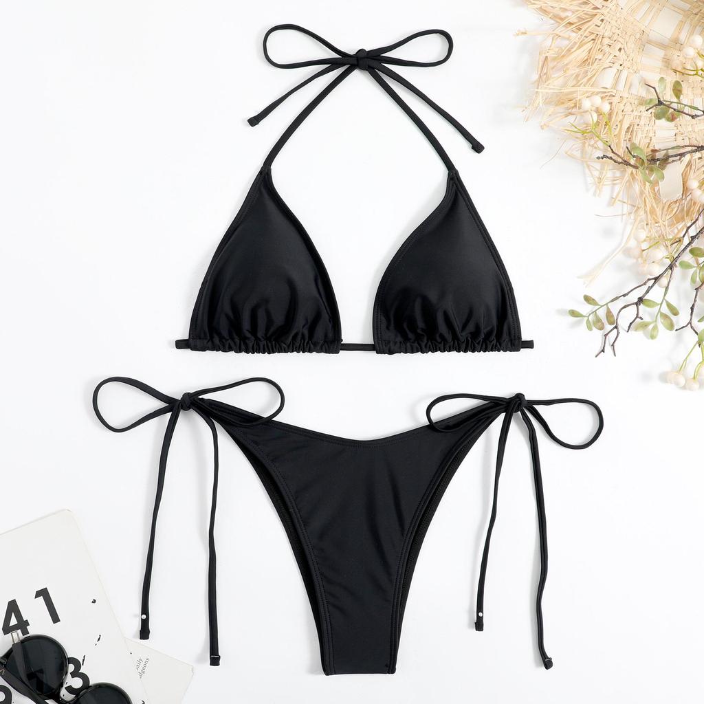 Nylon Multi-Color Split Strap Triangle Bikini for Women
