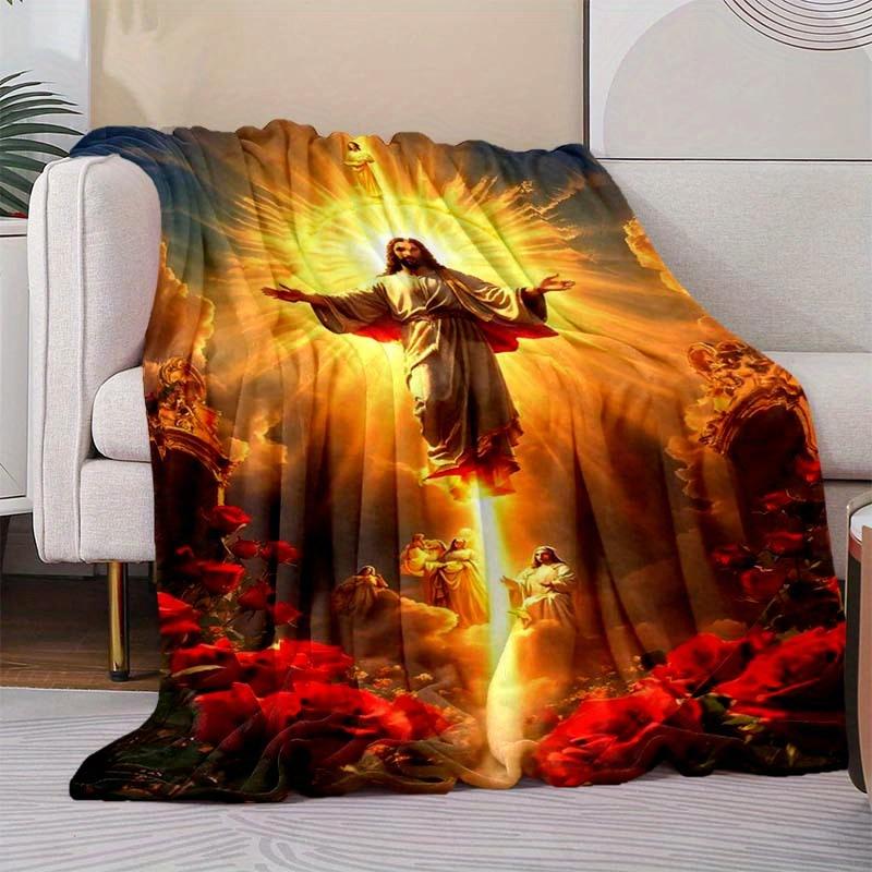 Jesus Blanket Aesthetic Soft Warm Throw Blanket Nap Blanket For Couch Sofa Office Bed Camping Travel Multipurpose Gift Blanket For All Season