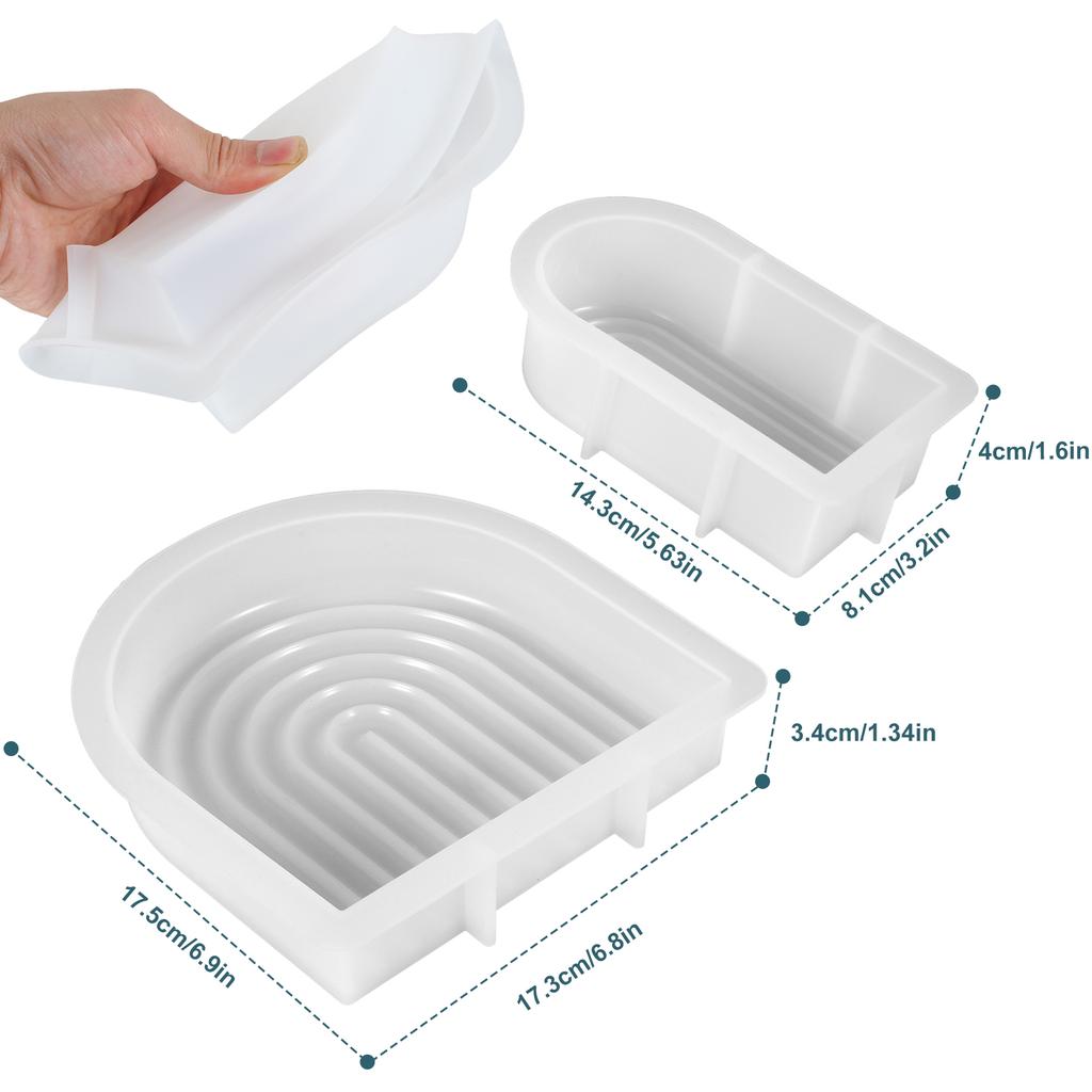 2Pcs Geometric Arch Candle Molds Reusable U-Shaped Silicone Mold Domed Candle Silicone Mold DIY Casting Epoxy Mold for Candle