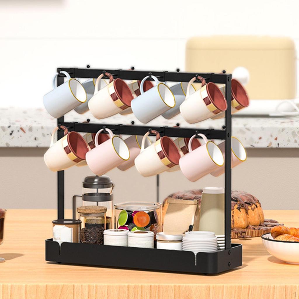 Coffee Mug Holder Stand,Mug Tree Rack,Counter Display Storage,with Storage Base Cup