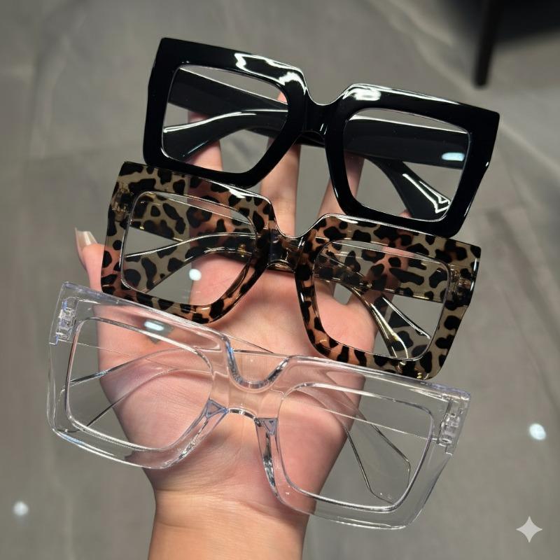 New Square Frame Glasses Women Anti Blue Light Protective Eyewear Fashion Oversized Street Style For Ladies