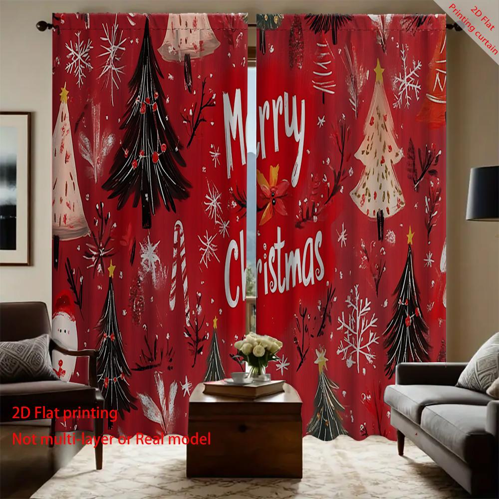 

2 штуки красного фона рождественская елка снежинка дом оконный экран домашний декор стиль украшение шторы для гостиной 75x166cm