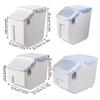 Dog Food Bucket Pet Food Storage Container Mothproof Leakproof Roller Base Sealed Solid Color Box Accessories with Measuring Cup