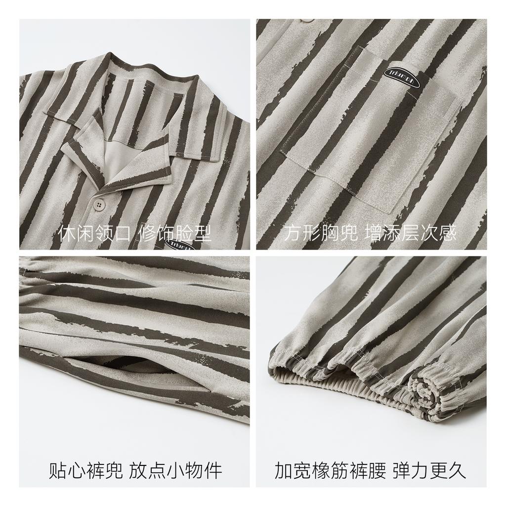 Pajamas Men'S Pure Cotton Spring And Autumn Long-Sleeved Men'S Cotton Striped Loungewear Men'S Suits Can Be Worn Outside