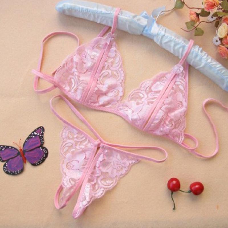Women Lace Bra Set Sexy Lingerie Set Strappy Wire Free Underwear Bralette Suit