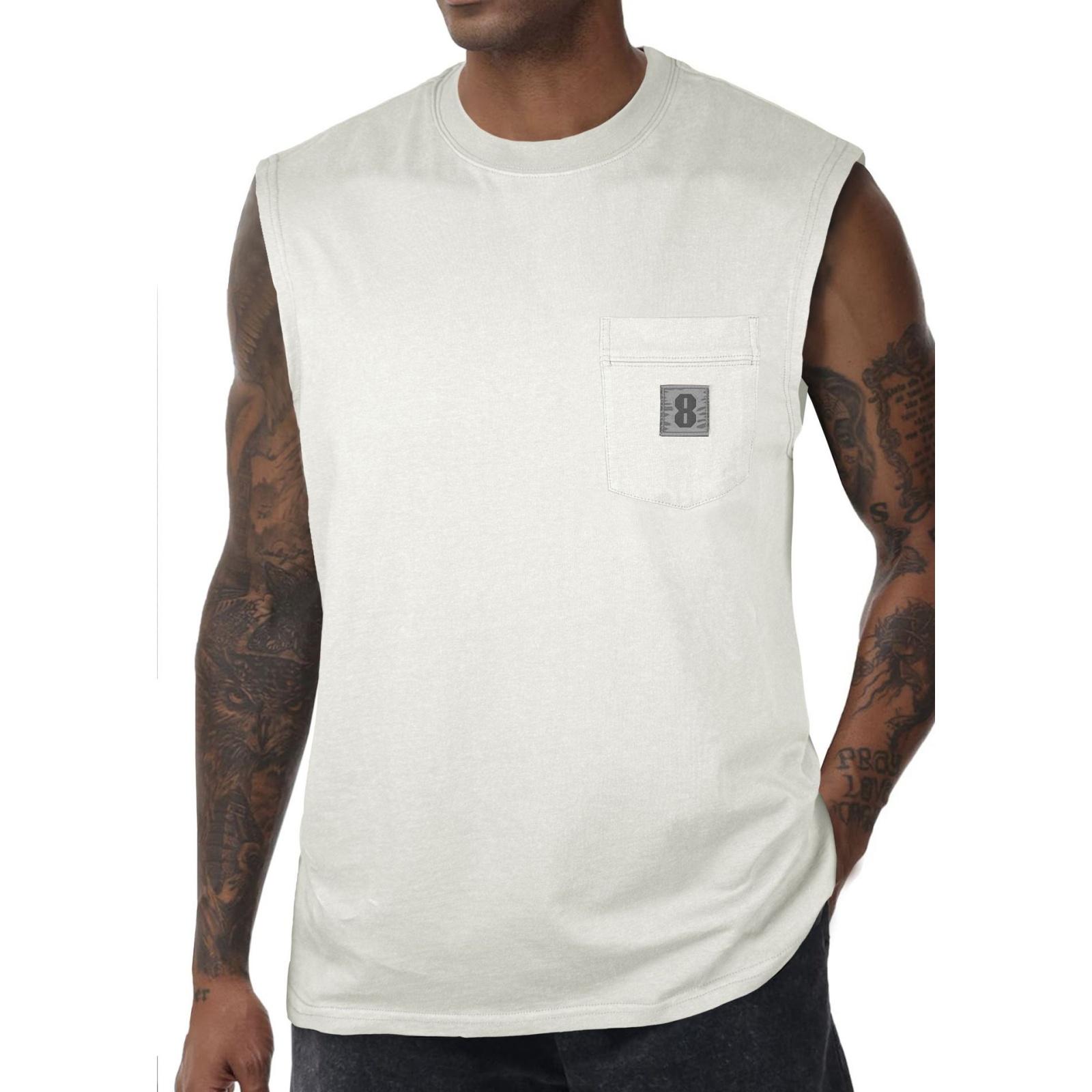 

Men s Casual -color Sleeveless Vest Men s Round-neck Sporty Breathable Top XL білий