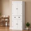 Tall Kitchen Cupboard, 183 Cm Freestanding Storage Cabinet with Drawer, 4 Doors and Adjustable Shelves, White