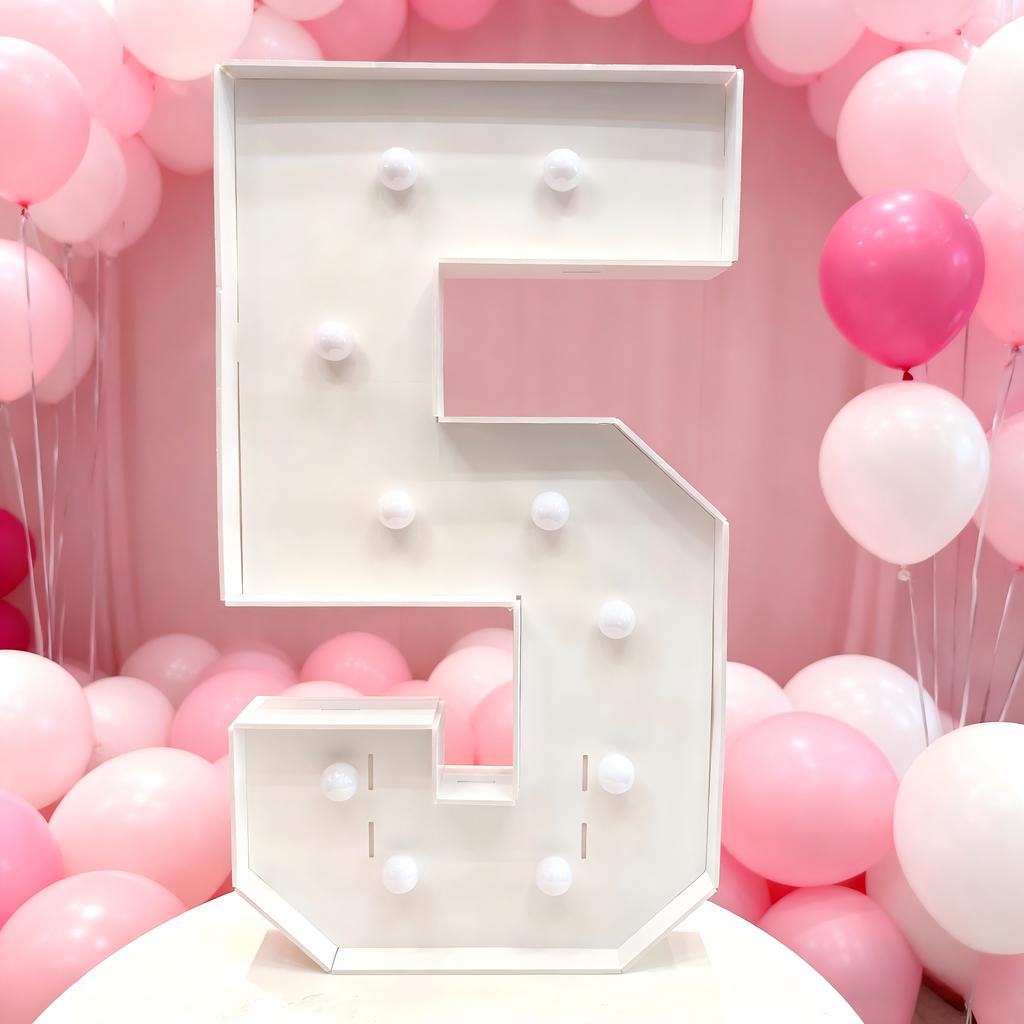 1Pc 73cm Light Up Digital Marquee Frame Yellow Lights KT Board Number 0-9 Plug-in KT Board Party Decorative Birthday Party Anniversary Decoration