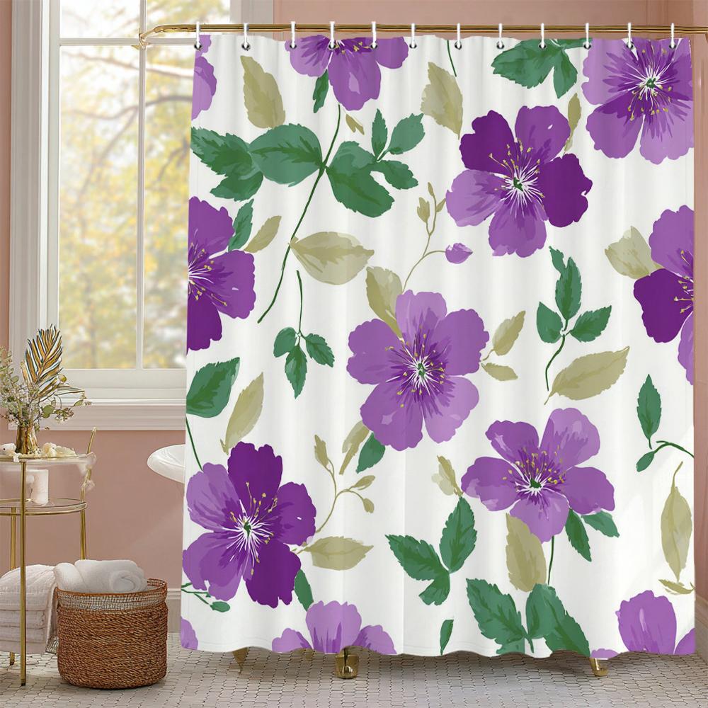 Watercolor Leaf Shower Curtain For Bathroom Vines Plant Flower Nordic Minimalist Polyester Curtain For Home Decorative Curtain