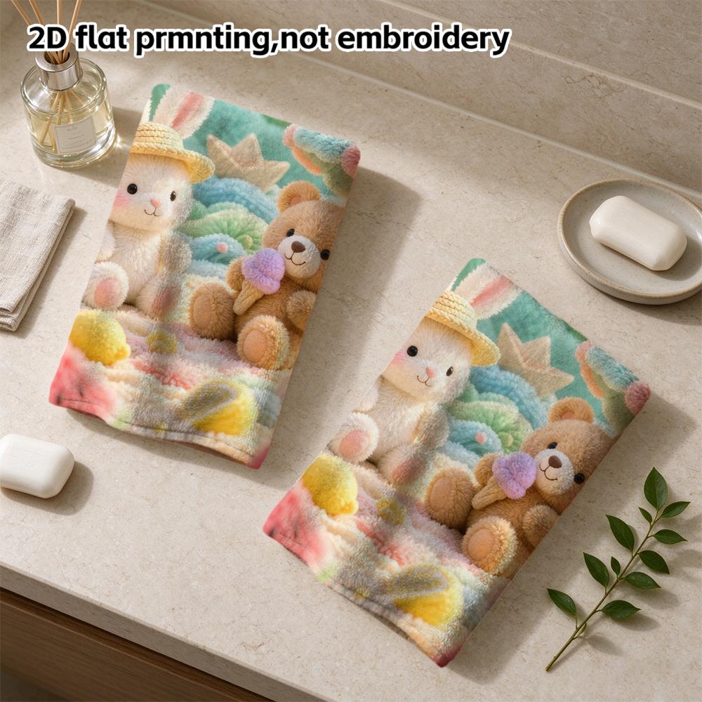 Bunny And Bear Summer Beach Bath Towel, Quick Dry Absorbent Towel for Swimming