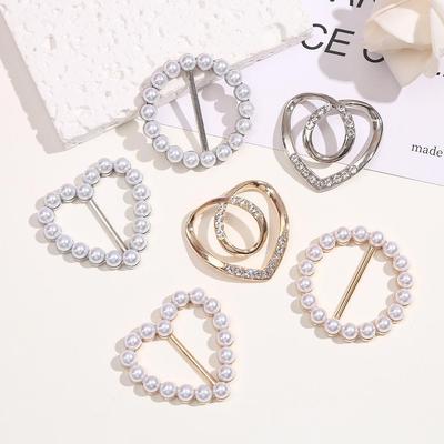 Heart-Shaped Metal Pearl Button for T-Shirt Hem Fixing