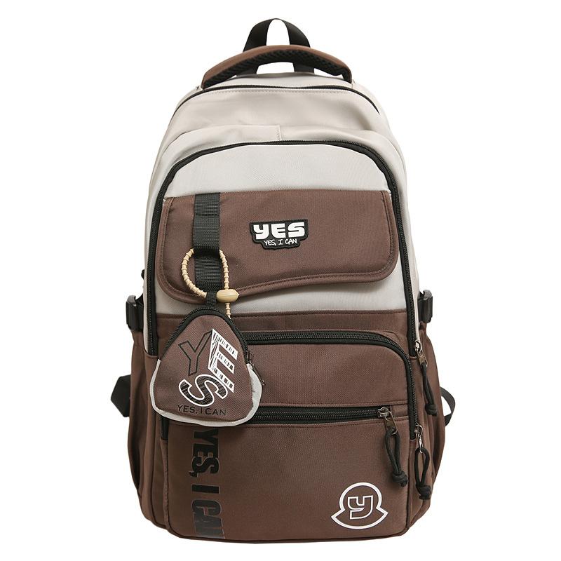 

A Large-capacity Backpack for Male High School Students in Contrasting Colors, A Lightweight Backpack кавовий