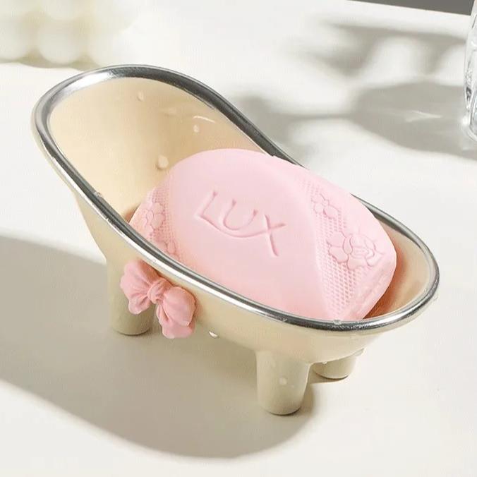 Bathtub Soap Box Soap Rack Cute Bow Soap Butterfly Home Bathroom Face Counter Draining Soap Box Bathroom Accessories