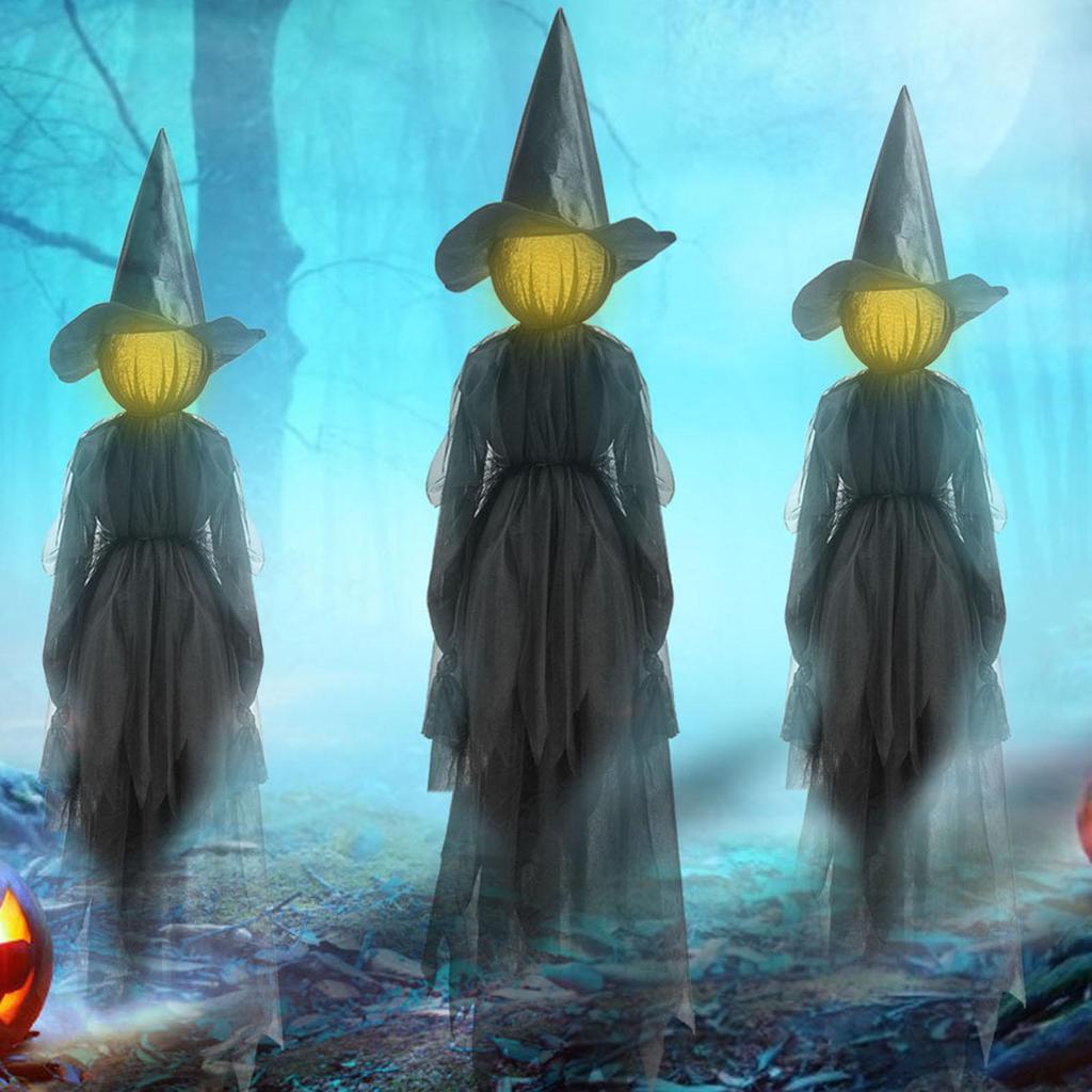 Halloween Witch Decorations Outdoor Lighted Witches Garden Decor With Sound Halloween Scary Props For Porch Garden Lawn Patio