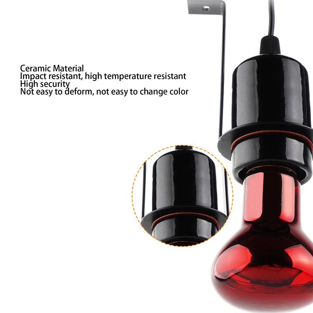 Ceramic Reptile Heat Lamp Holder 300W Loading Reptile Light Socket for E27 Bulb
