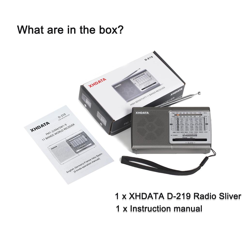 XHDATA D219 Small Portable Radio Short Wave Radio FM AM SW Wide FM Compatible Disaster Prevention Radio 11 Band Stereo High Sensitivity DSP Pocket