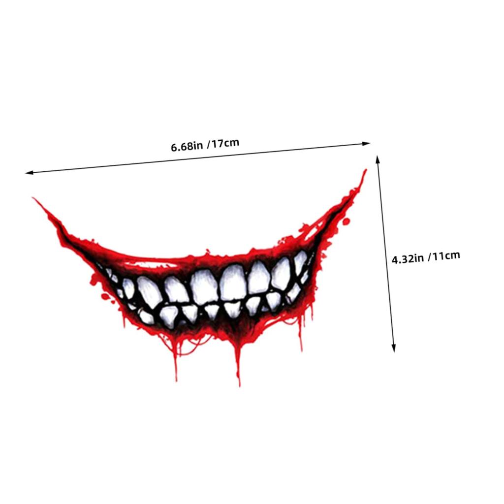 HAWILLOSCH 2 Sheets Bleeding Lips Stickers Vehicle Mouth Teeth Decoration Adhesive Car Mouth Decoration Vehicle Mouth Teeth Bike Helmet Decor