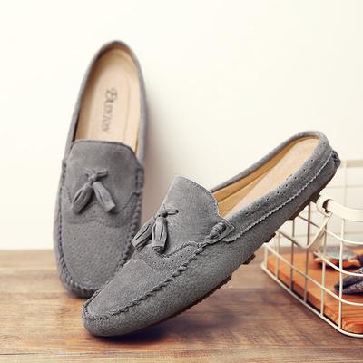 2024 Half Slipper Men Loafers Luxury Suede Shoes Men Slippers Italian Fashion Lazy Boat Shoes Men Slip On Moccasins Muller Shoes