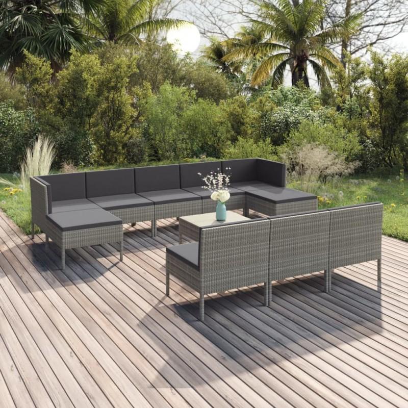 Day and Night - Day and Night Garden Furniture Set 11 Pieces and Gray Synthetic Rattan Cushions