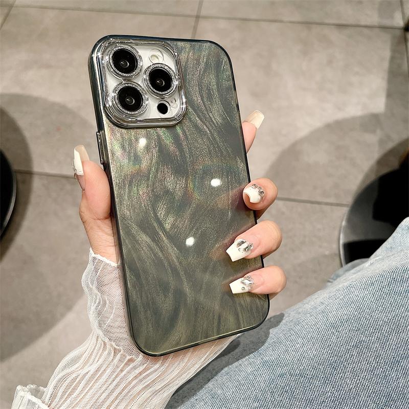 

Роскошный чехол для телефона с лазерным глиттером и узором из перьев и верблюжьей шерсти для iPhone 11 12 13 14 15 16 Pro Max Plus, модный противоударный бампер For iPhone 16