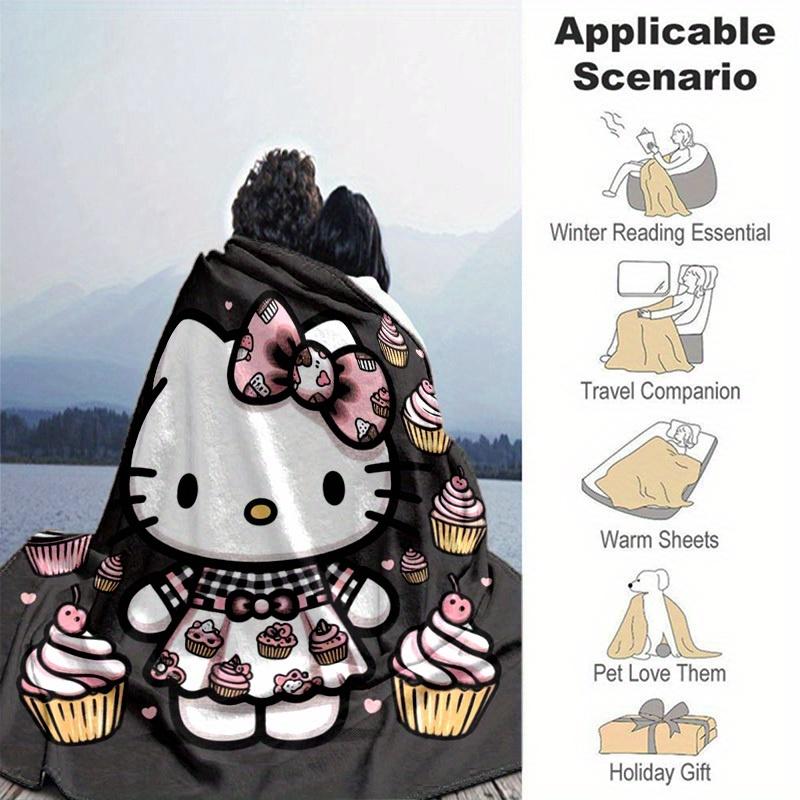 1pc. Hello Kitty Cupcake Print Blanket - Cute Home Decor, Office Throw, Outdoor Giftz0411215