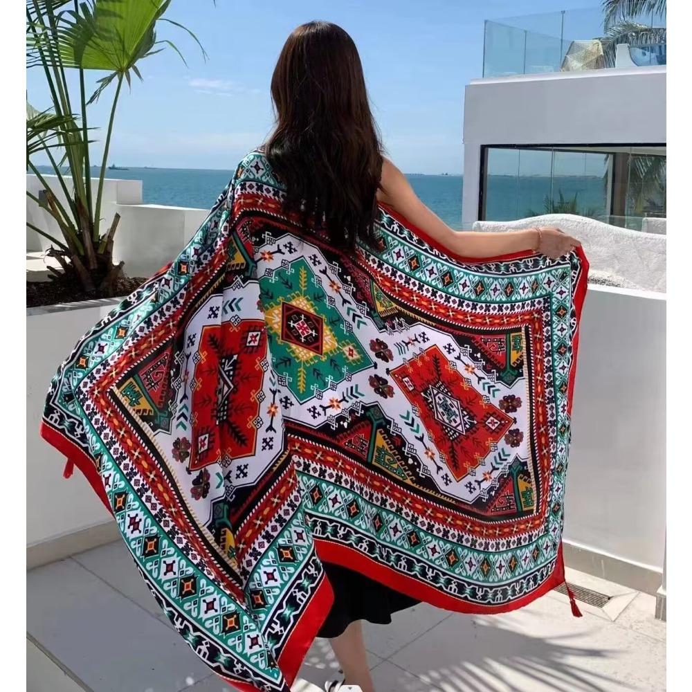 Chaka Salt Lake Great Northwest Tourism Ethnic Style Scarf Silk Scarf Women'S Summer Seaside Beach Shawl Sunscreen Thin