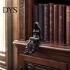 Dark Theme Ornament Hooded Women Figurine Shelf Sitter, Gothic Sitting Statue Bookshelf Decoration, Halloween Holiday Party Resin