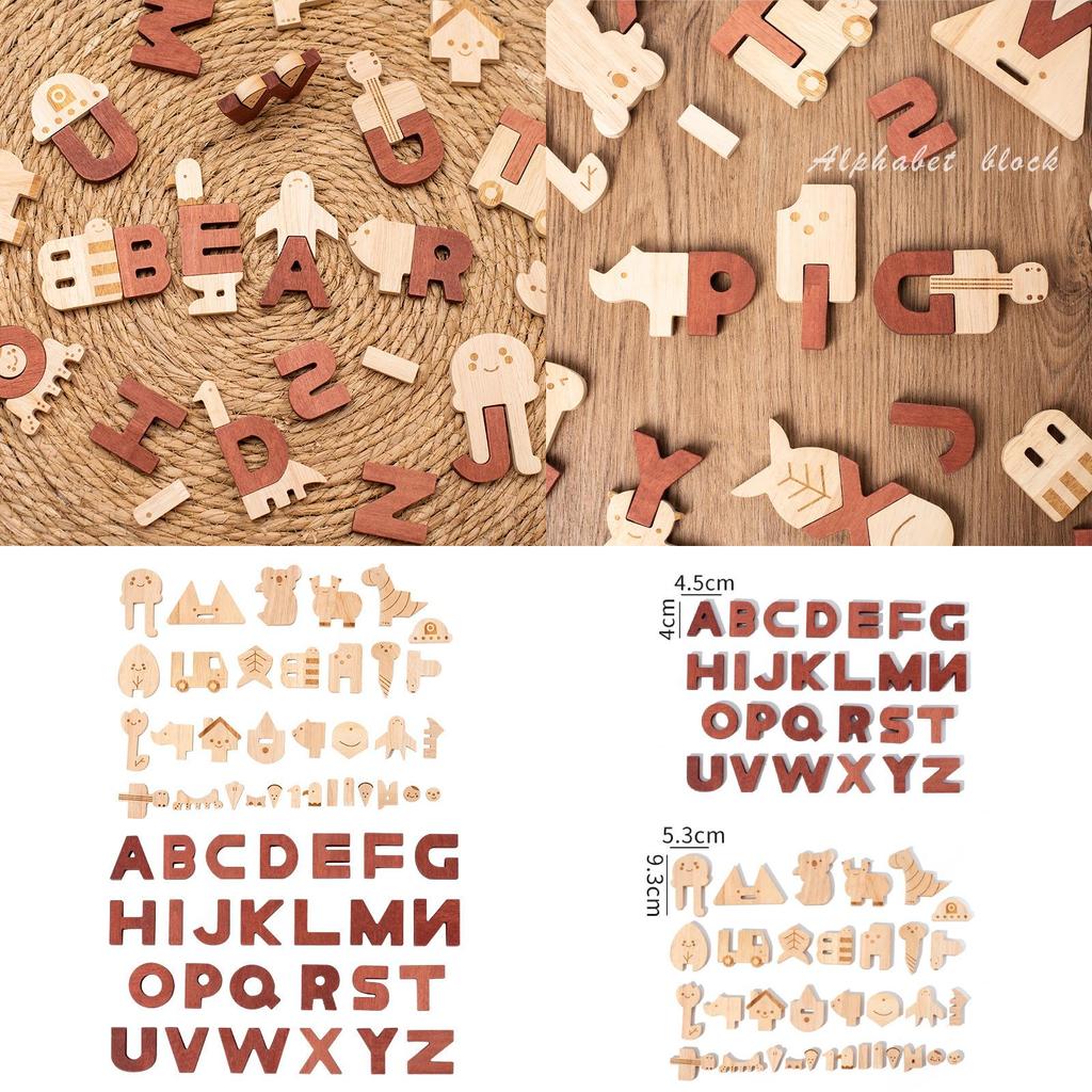Wooden Alphabet Puzzle For Kids Educational Toy With Word Building And Number Blocks