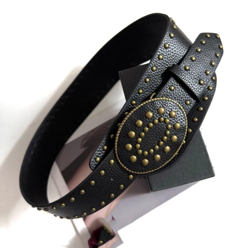 Rhinestone Flower Retro Street Rivet Belt Rivet PU Leather Belt Fashion Wide Waistband  Pants